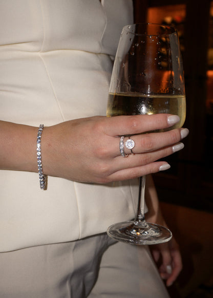 Pulsera tennis zirconias azul marino acero quirúrgico