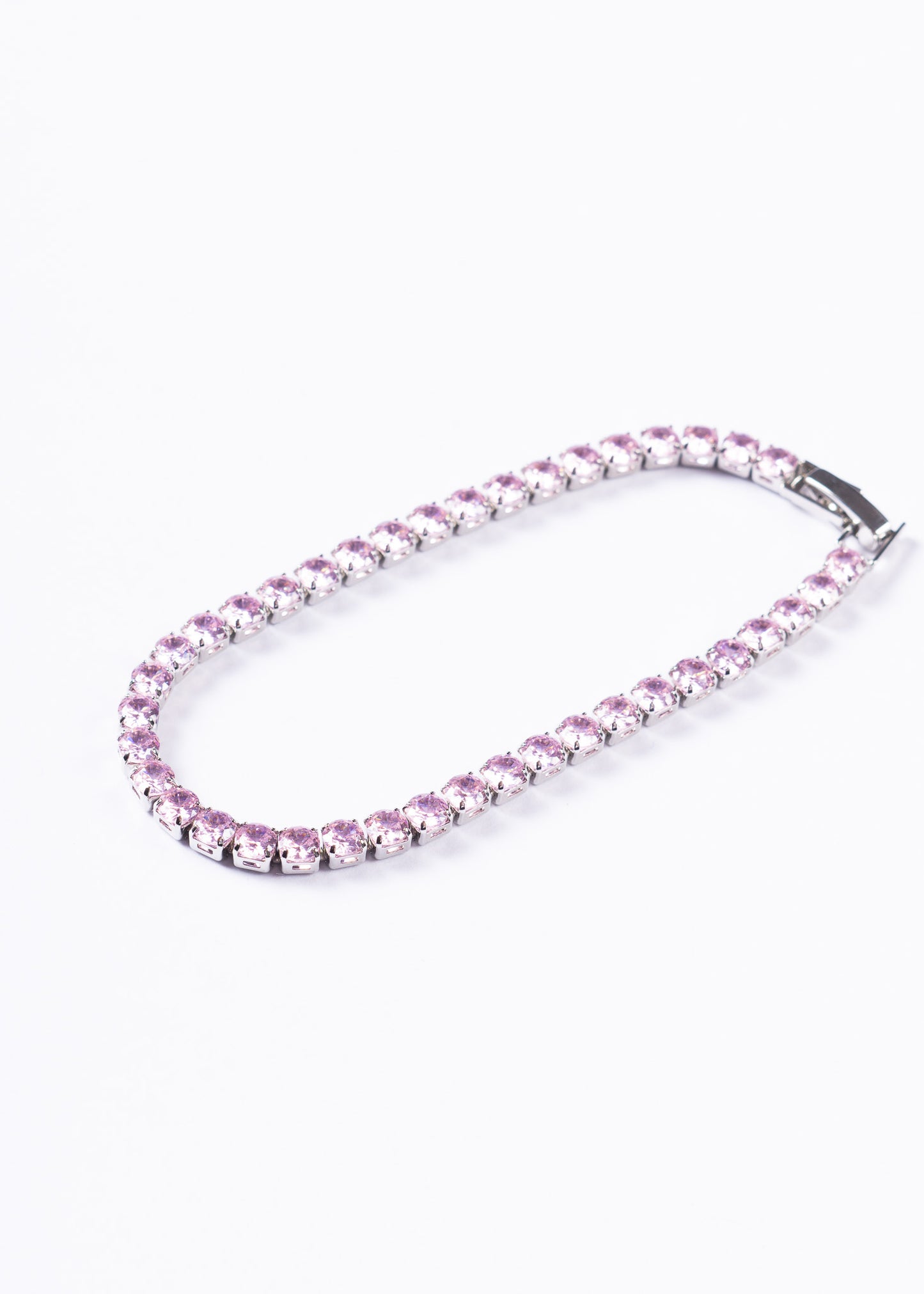 Pulsera tennis zirconias rosadas - Acero quirúrgico