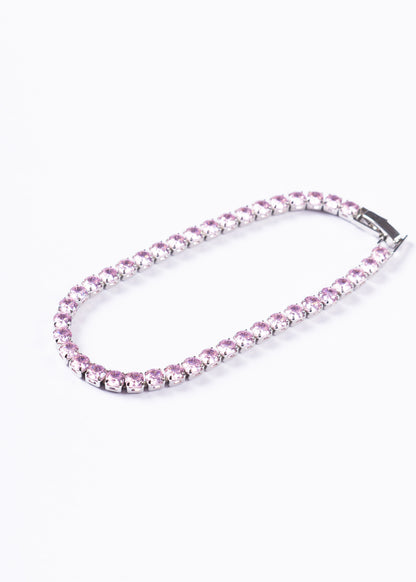 Pulsera tennis zirconias rosadas - Acero quirúrgico