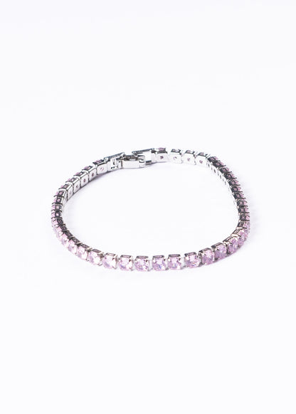 Pulsera tennis zirconias rosadas - Acero quirúrgico