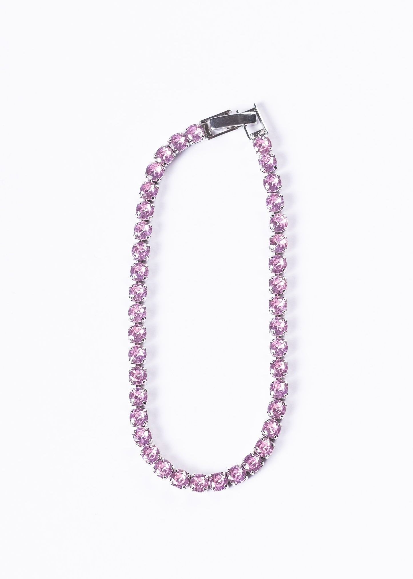 Pulsera tennis zirconias rosadas - Acero quirúrgico