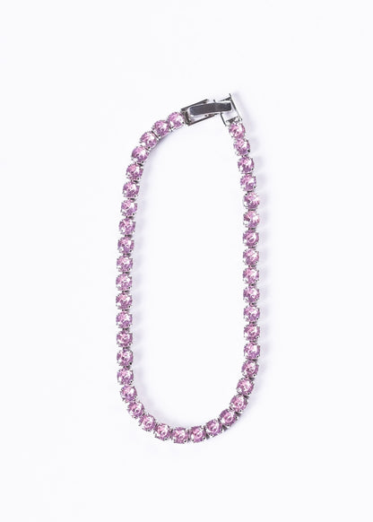 Pulsera tennis zirconias rosadas - Acero quirúrgico