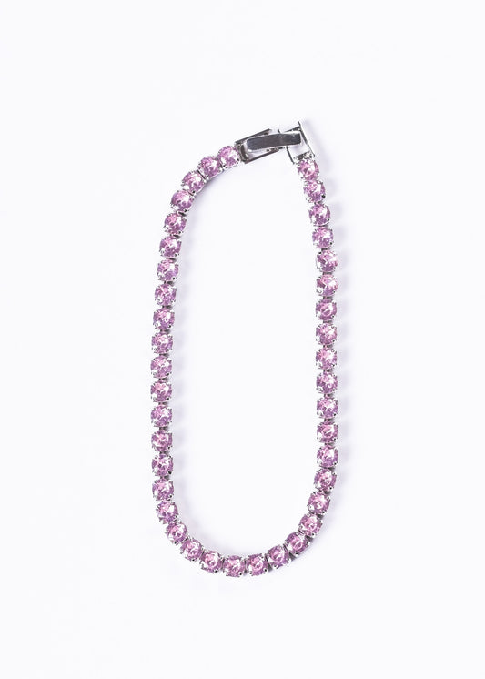 Pulsera tennis zirconias rosadas - Acero quirúrgico