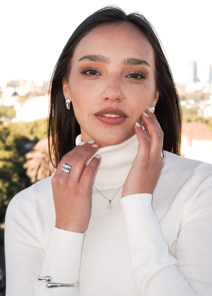 Pulsera brazalete entrelazado - Acero quirúrgico plateado