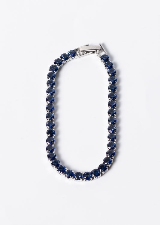 Pulsera tennis zirconias azul marino acero quirúrgico