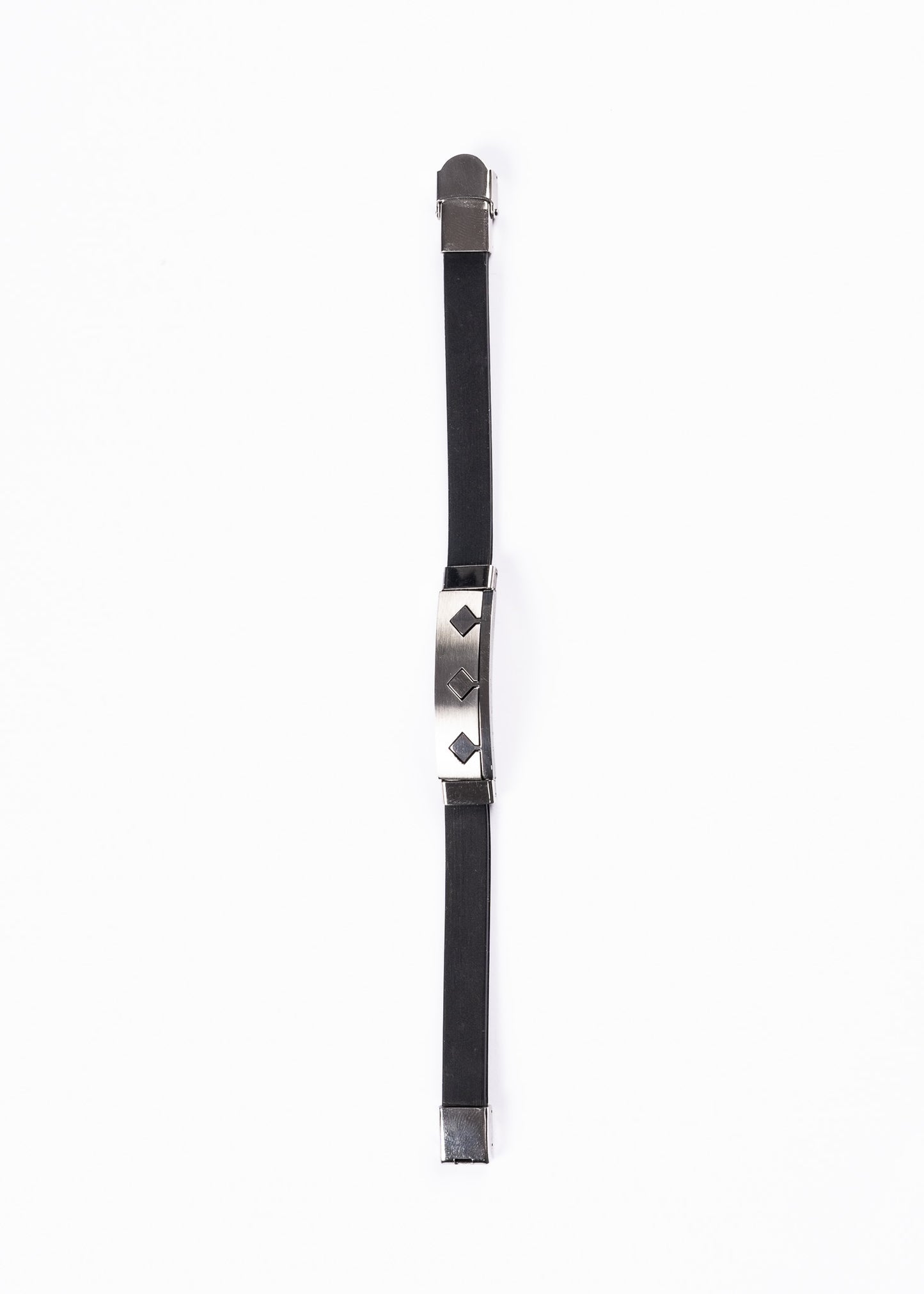 Pulsera malla goma corona tribal negra - Acero inoxidable