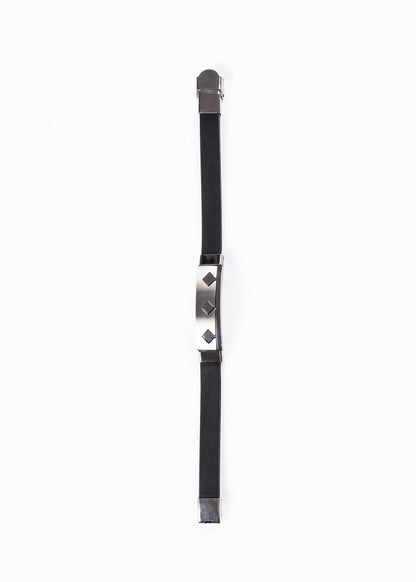 Pulsera malla goma corona tribal negra - Acero inoxidable