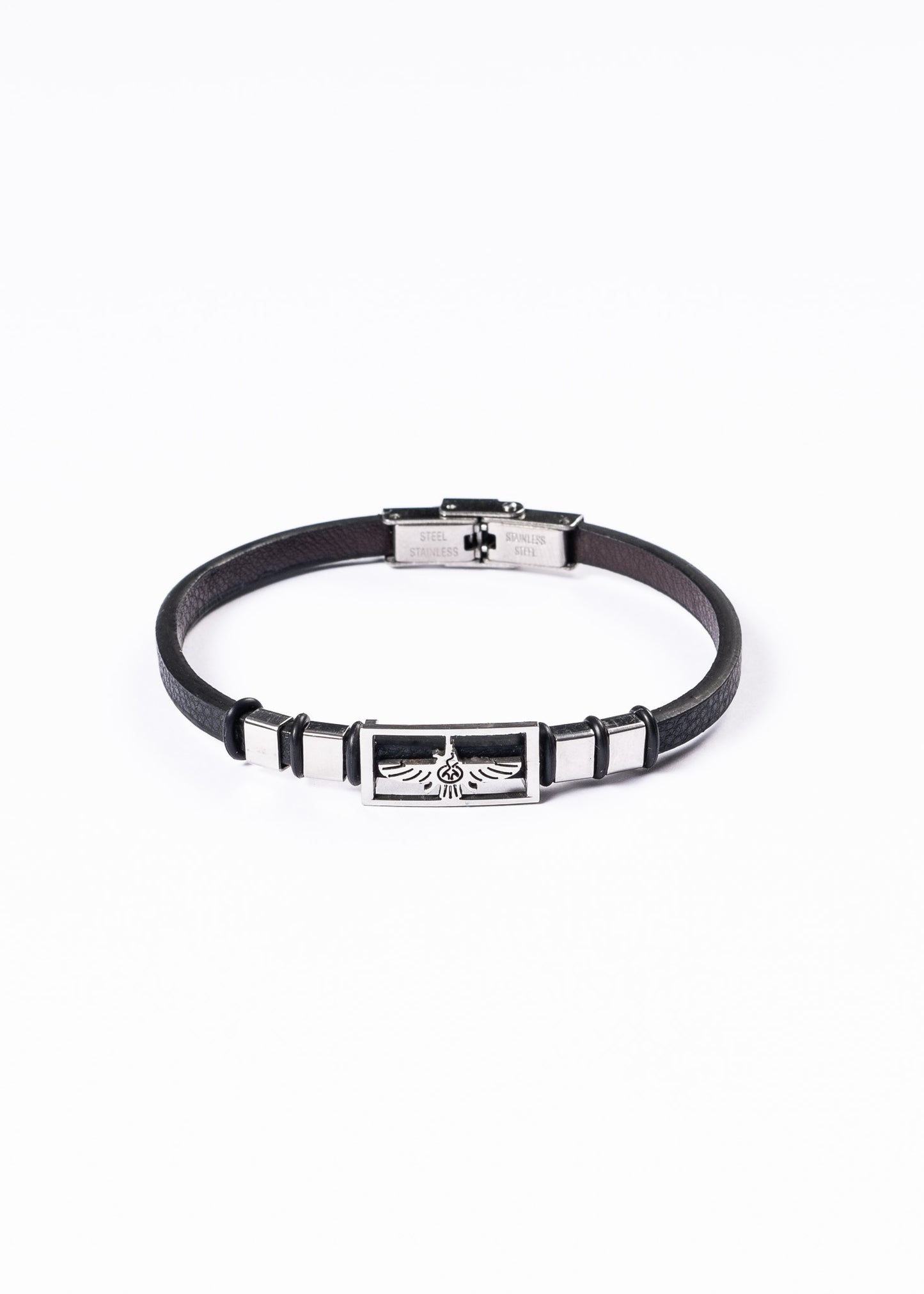 Pulsera de cuero con símbolo Águila - Acero inoxidable