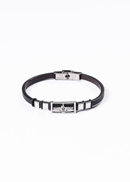 Pulsera de cuero con símbolo Águila - Acero inoxidable