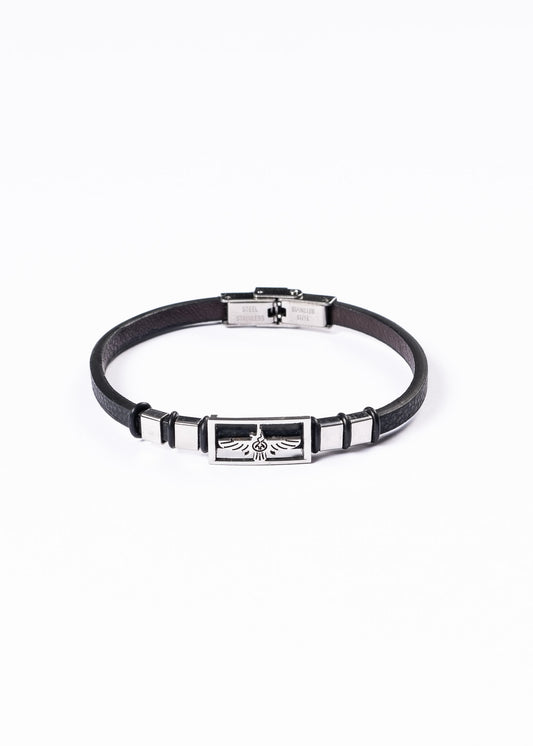Pulsera de cuero con símbolo Águila - Acero inoxidable