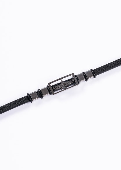 Pulsera de cuero con símbolo Águila - Acero inoxidable