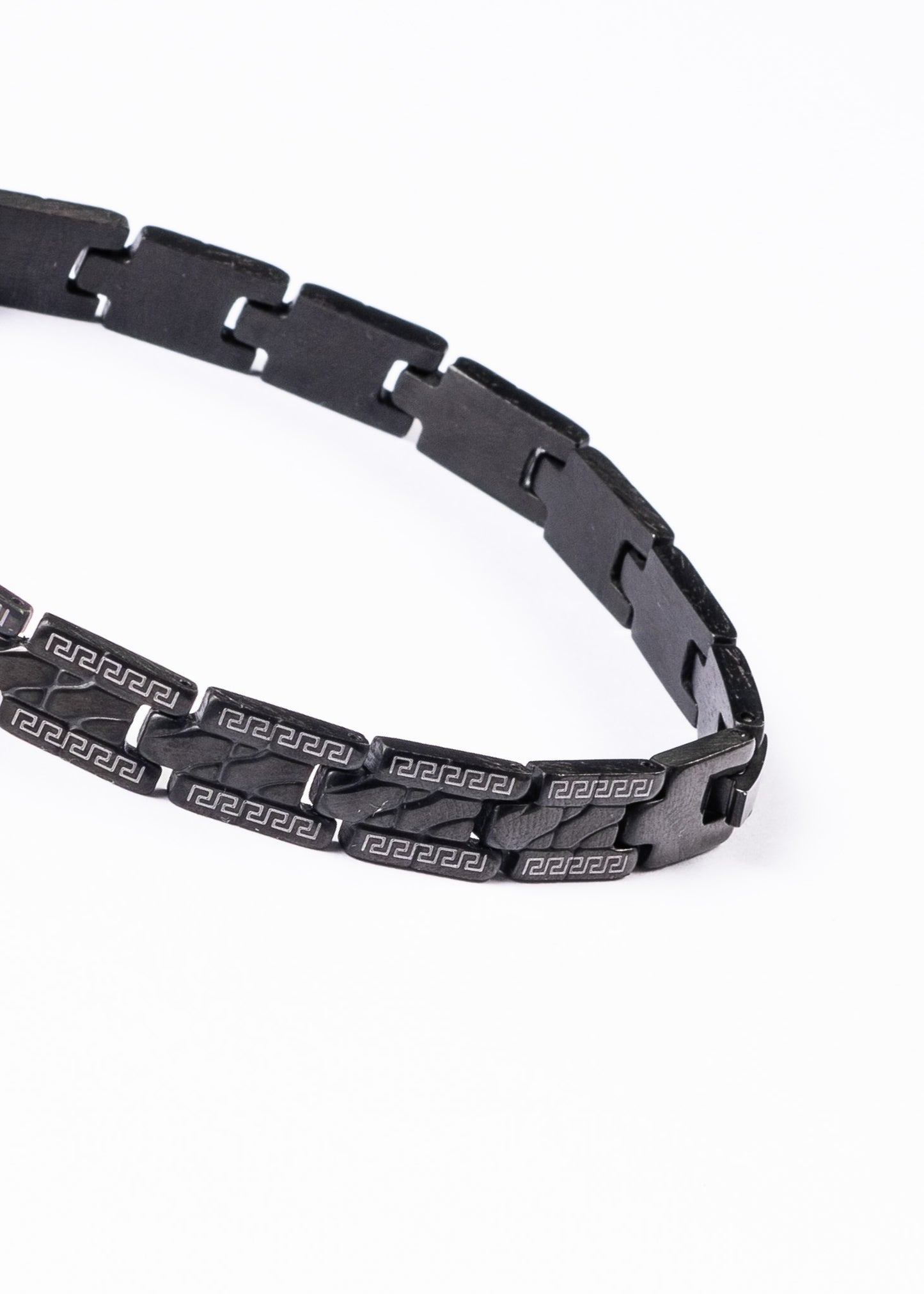 Pulsera negra guarda griega acero quirúrgico