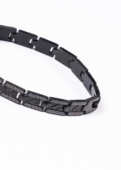 Pulsera negra guarda griega acero quirúrgico