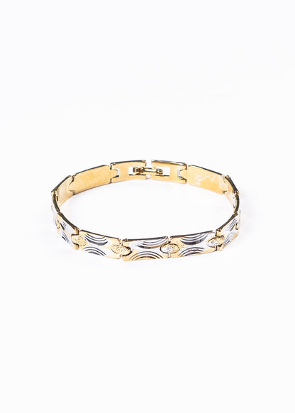 Pulsera brazalete labrado enchapado oro y plata 19cm