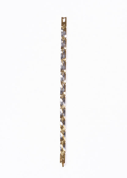 Pulsera brazalete labrado enchapado oro y plata 19cm