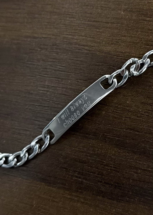 Pulsera eslabones + grabado tallado acero quirúrgico
