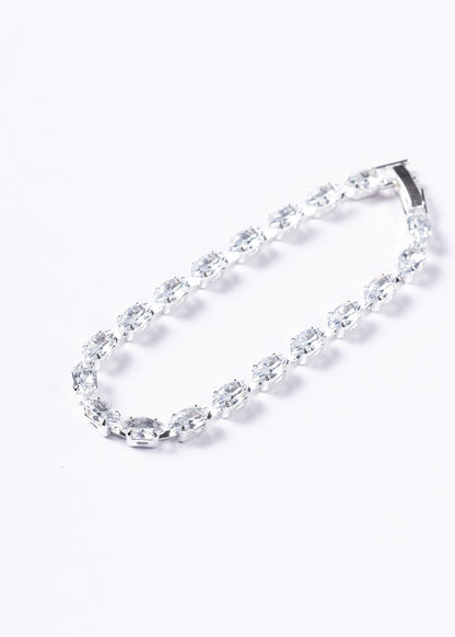 Pulsera tennis oval zirconias blancas - Enchapado en plata