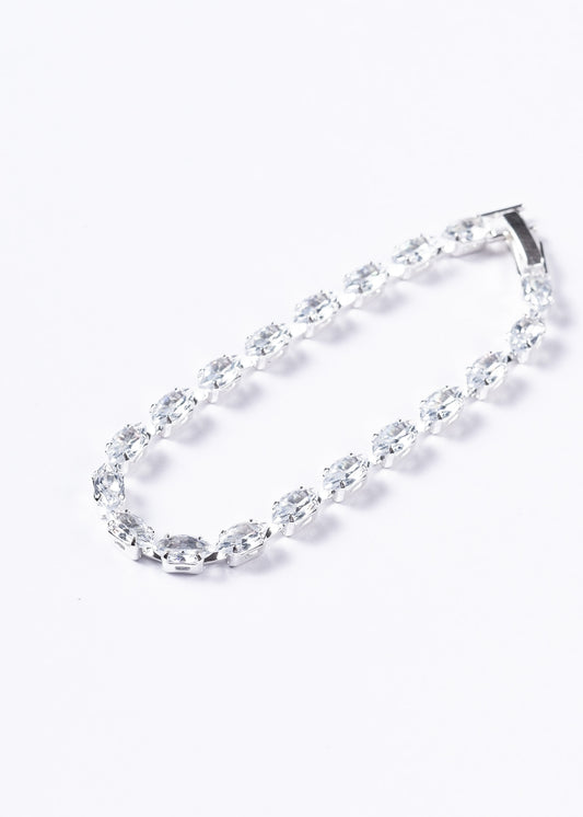 Pulsera tennis oval zirconias blancas - Enchapado en plata