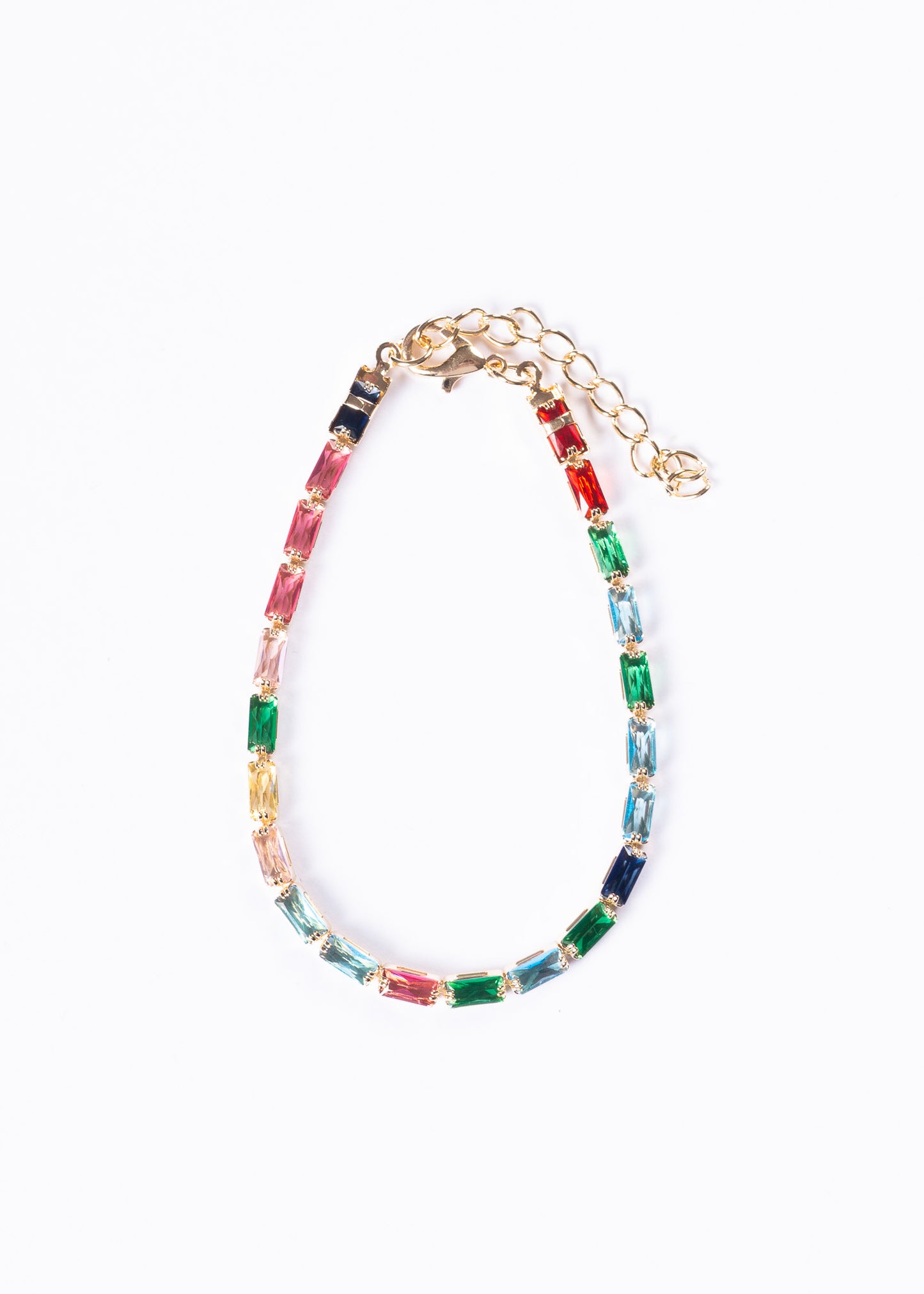 Pulsera tennis recta zirconias multicolor - Enchapado en oro