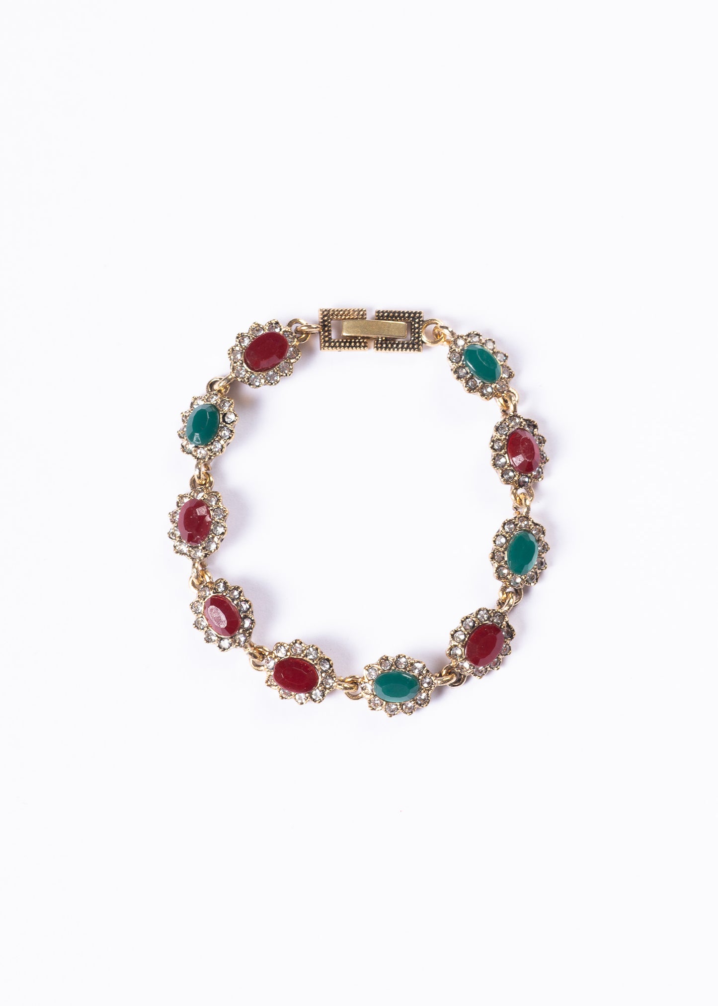 Pulsera de bronce real con cristales de color