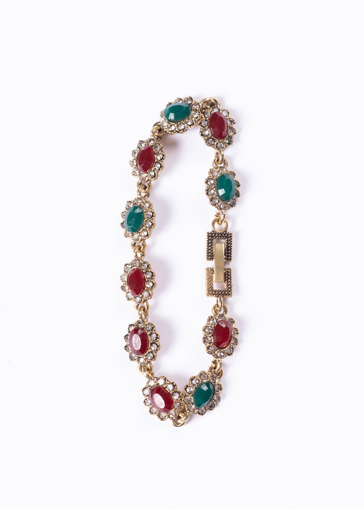 Pulsera de bronce real con cristales de color