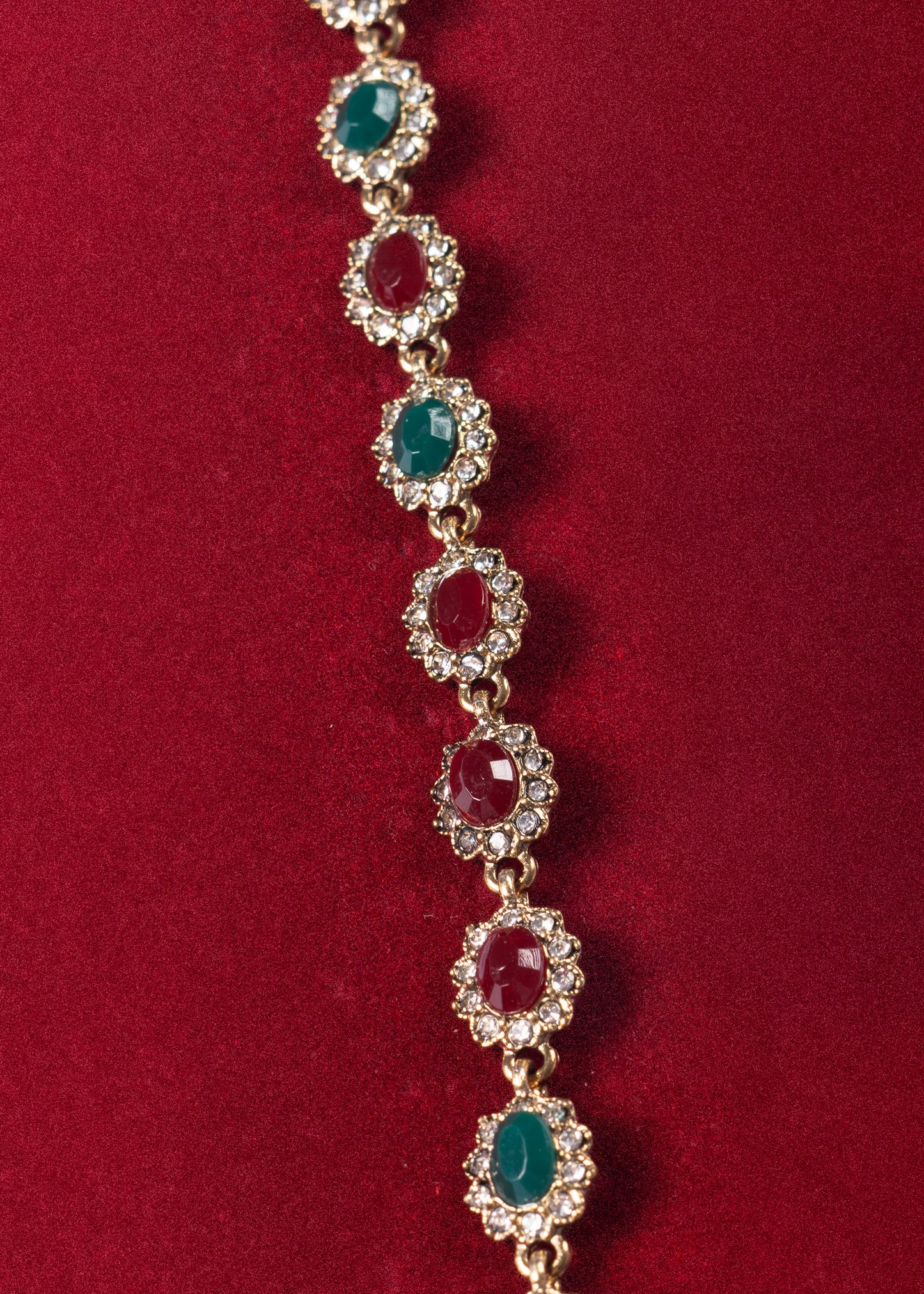 Pulsera de bronce real con cristales de color