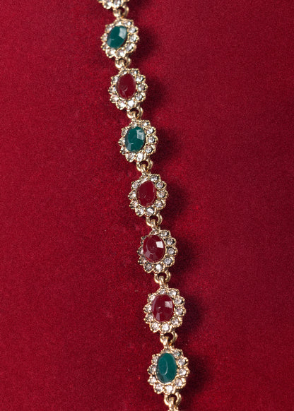 Pulsera de bronce real con cristales de color