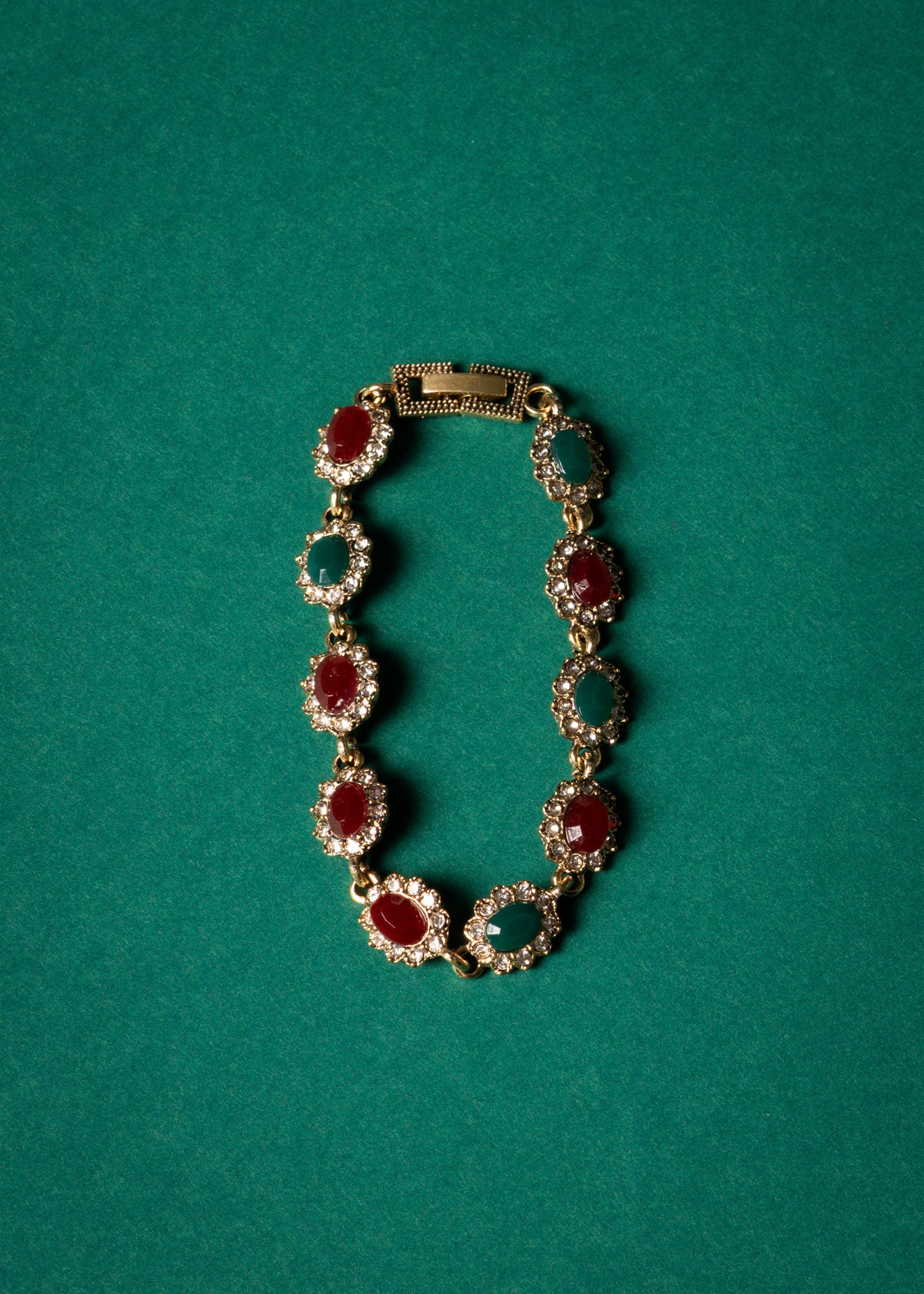 Pulsera de bronce real con cristales de color
