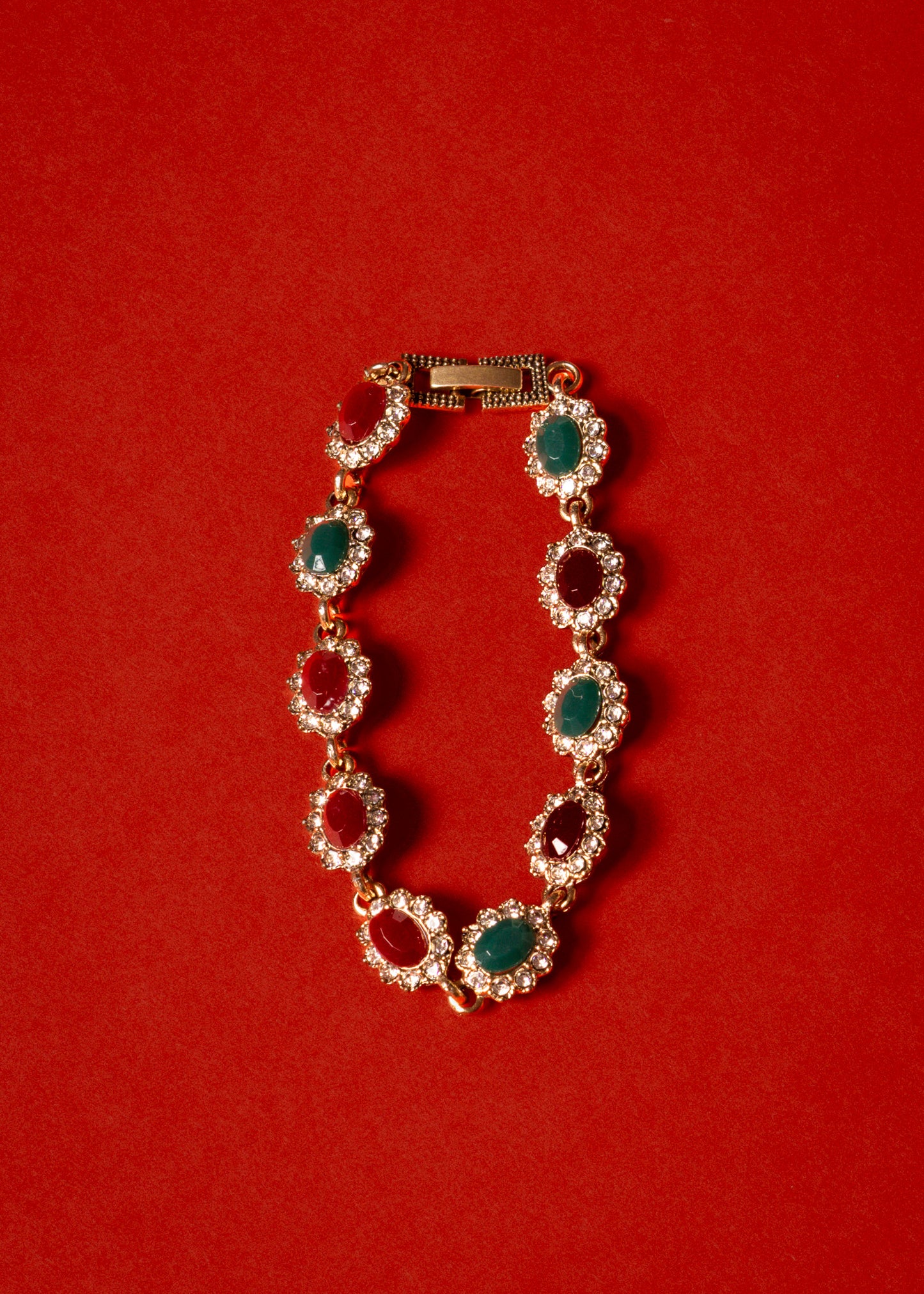 Pulsera de bronce real con cristales de color