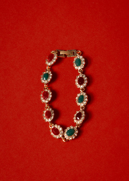 Pulsera de bronce real con cristales de color