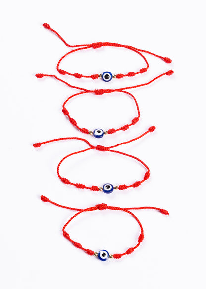 Pack x4 pulsera 7 nudos con ojo turco hilo