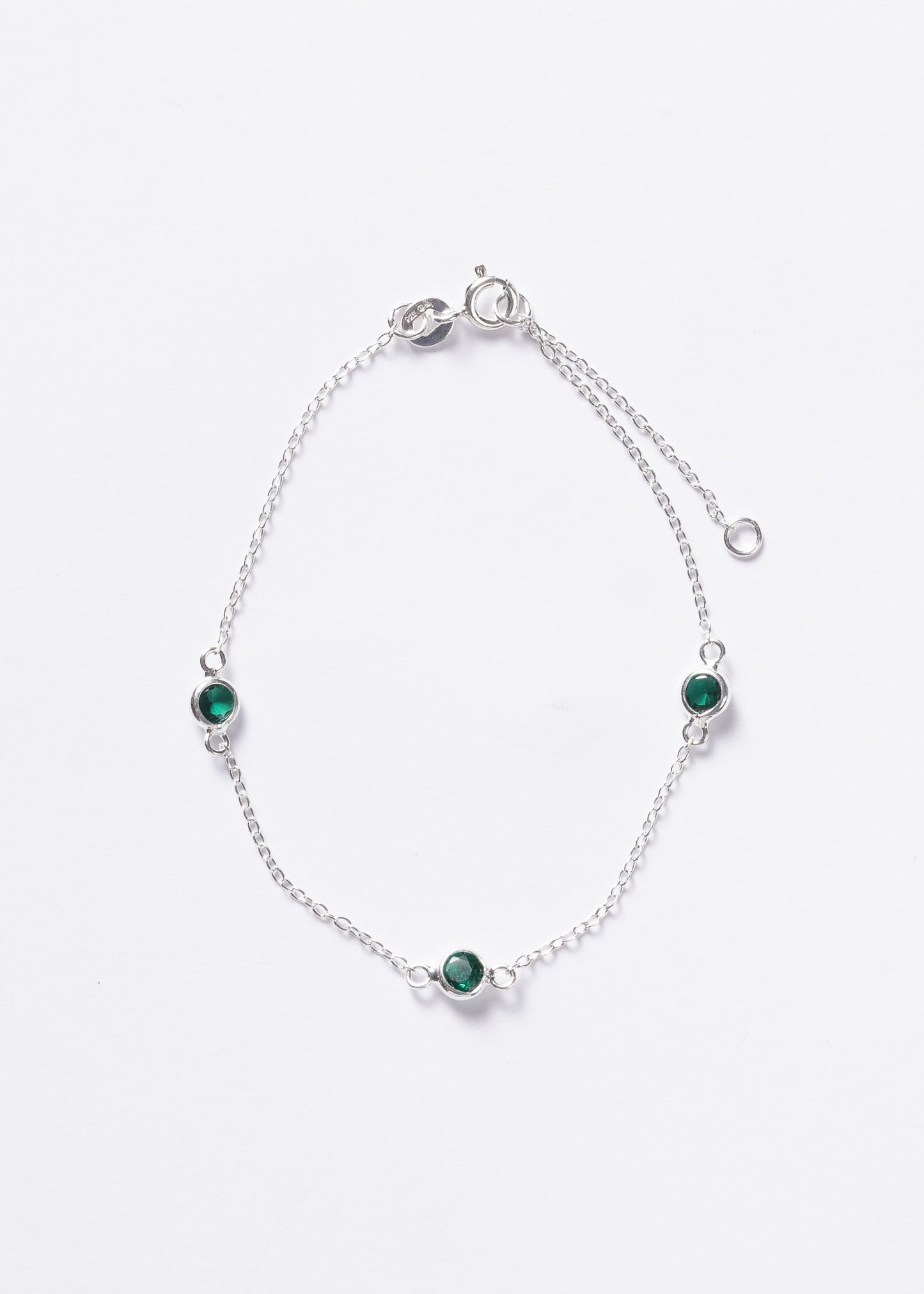 Pulsera forcé puntos luz verde inglés plata 925