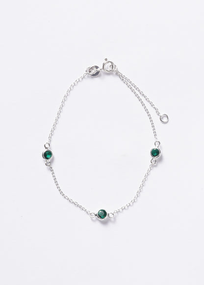 Pulsera forcé puntos luz verde inglés plata 925