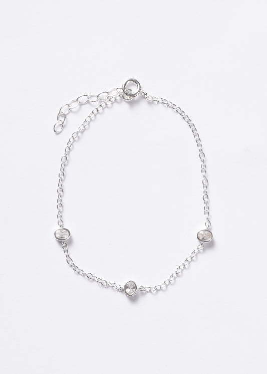 Pulsera forcé puntos luz oval plata 925 & zirconia blanca