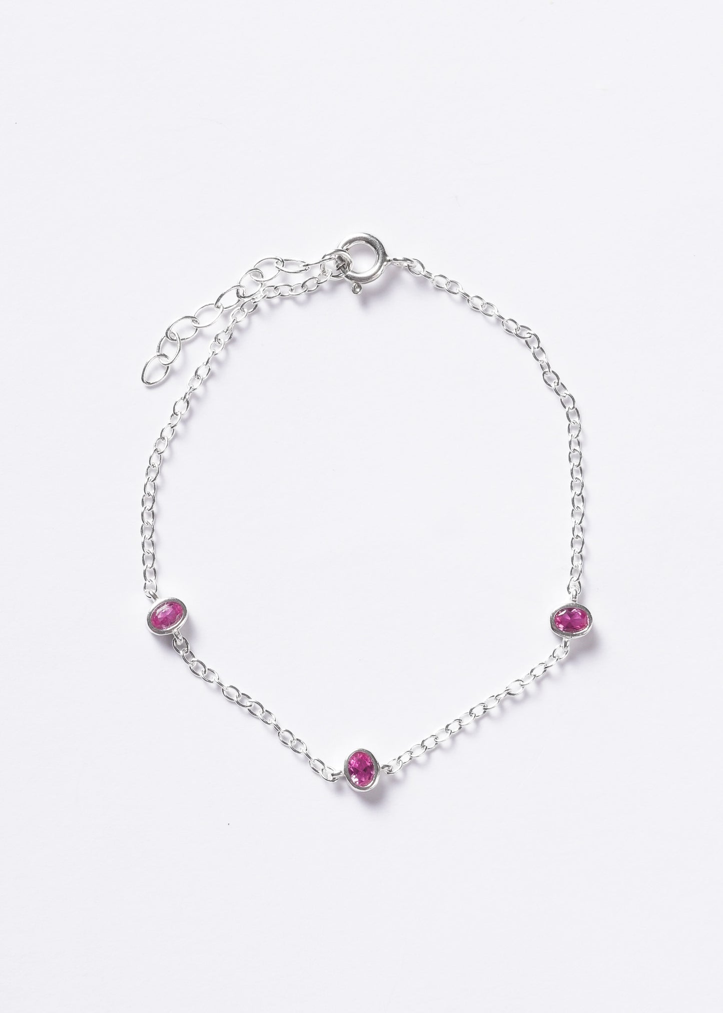 Pulsera forcé puntos luz oval plata 925 & zirconia fucsia