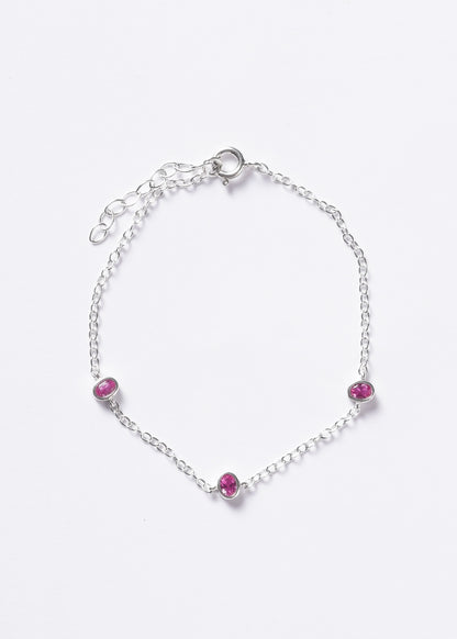 Pulsera forcé puntos luz oval plata 925 & zirconia fucsia