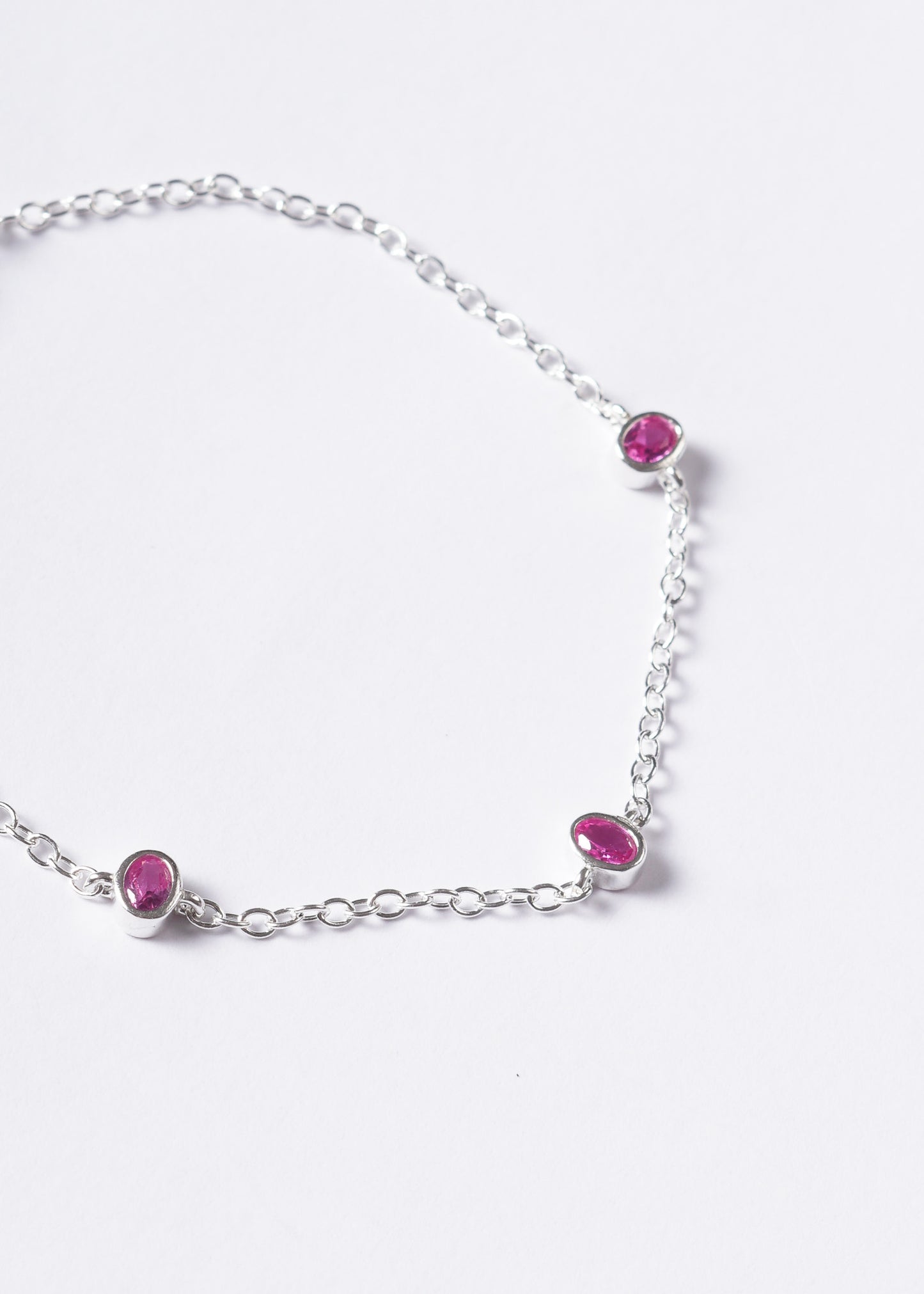 Pulsera forcé puntos luz oval plata 925 & zirconia fucsia