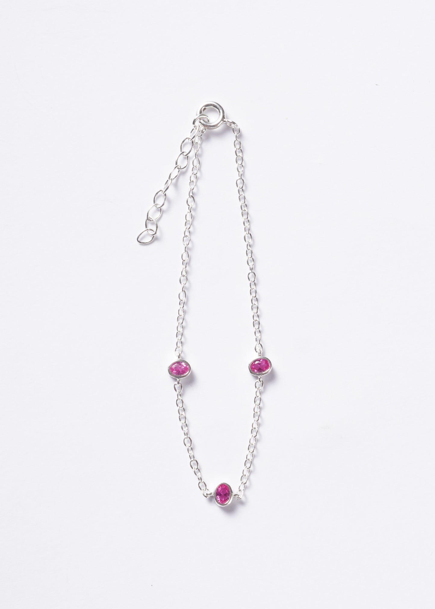 Pulsera forcé puntos luz oval plata 925 & zirconia fucsia