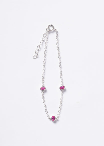 Pulsera forcé puntos luz oval plata 925 & zirconia fucsia