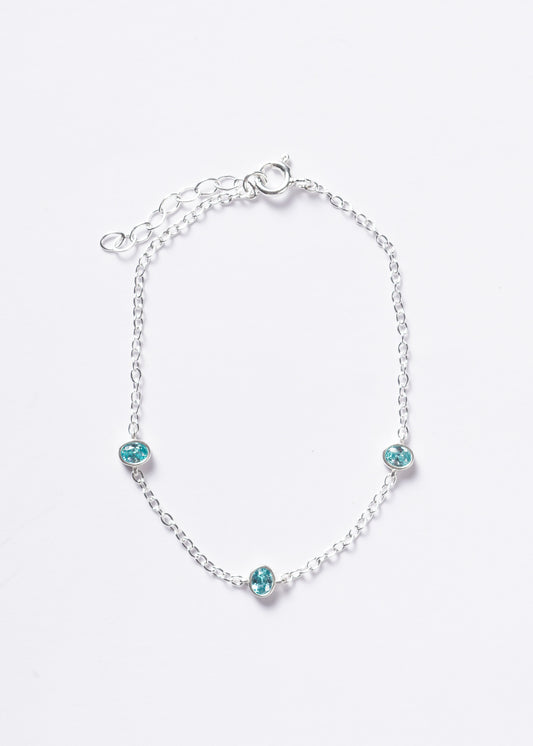 Pulsera forcé puntos luz oval plata 925 & zirconia turquesa