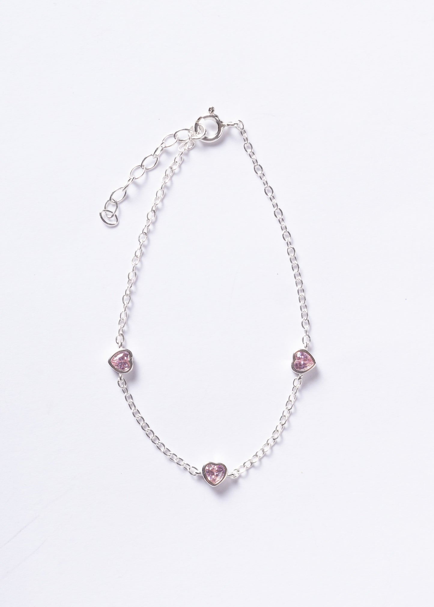 Pulsera forcé corazones zirconia rosa plata 925
