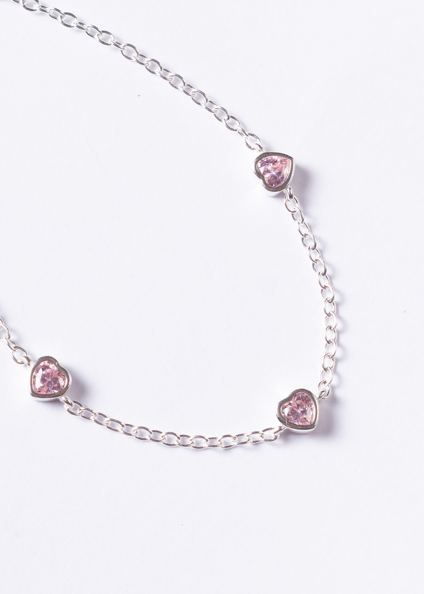 Pulsera forcé corazones zirconia rosa plata 925