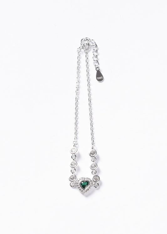 Pulsera promesa zirconia verde esmeralda Plata 925 - Lujo & Prosperidad