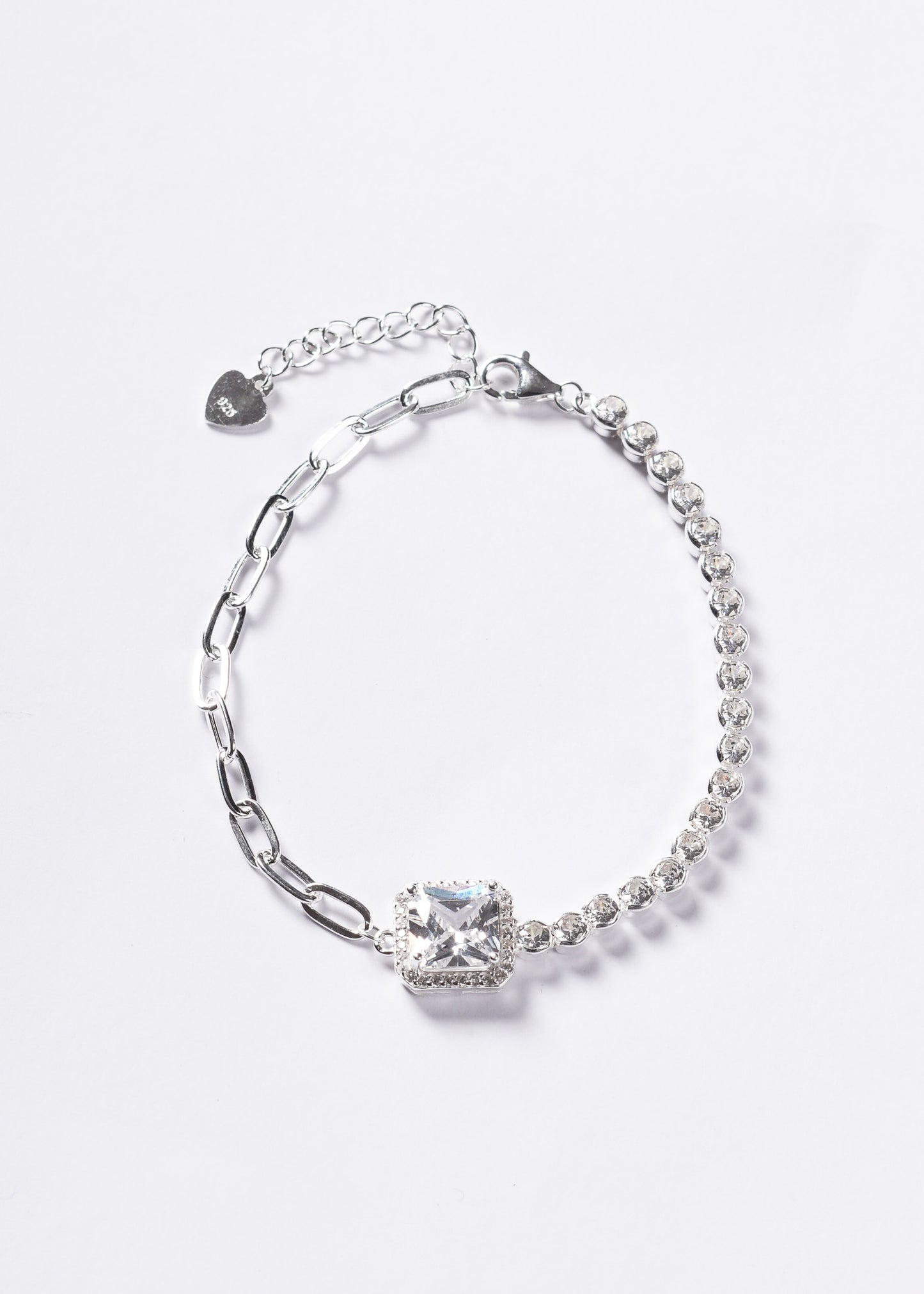 Pulsera Grand tennis zirconias & eslabones Plata 925