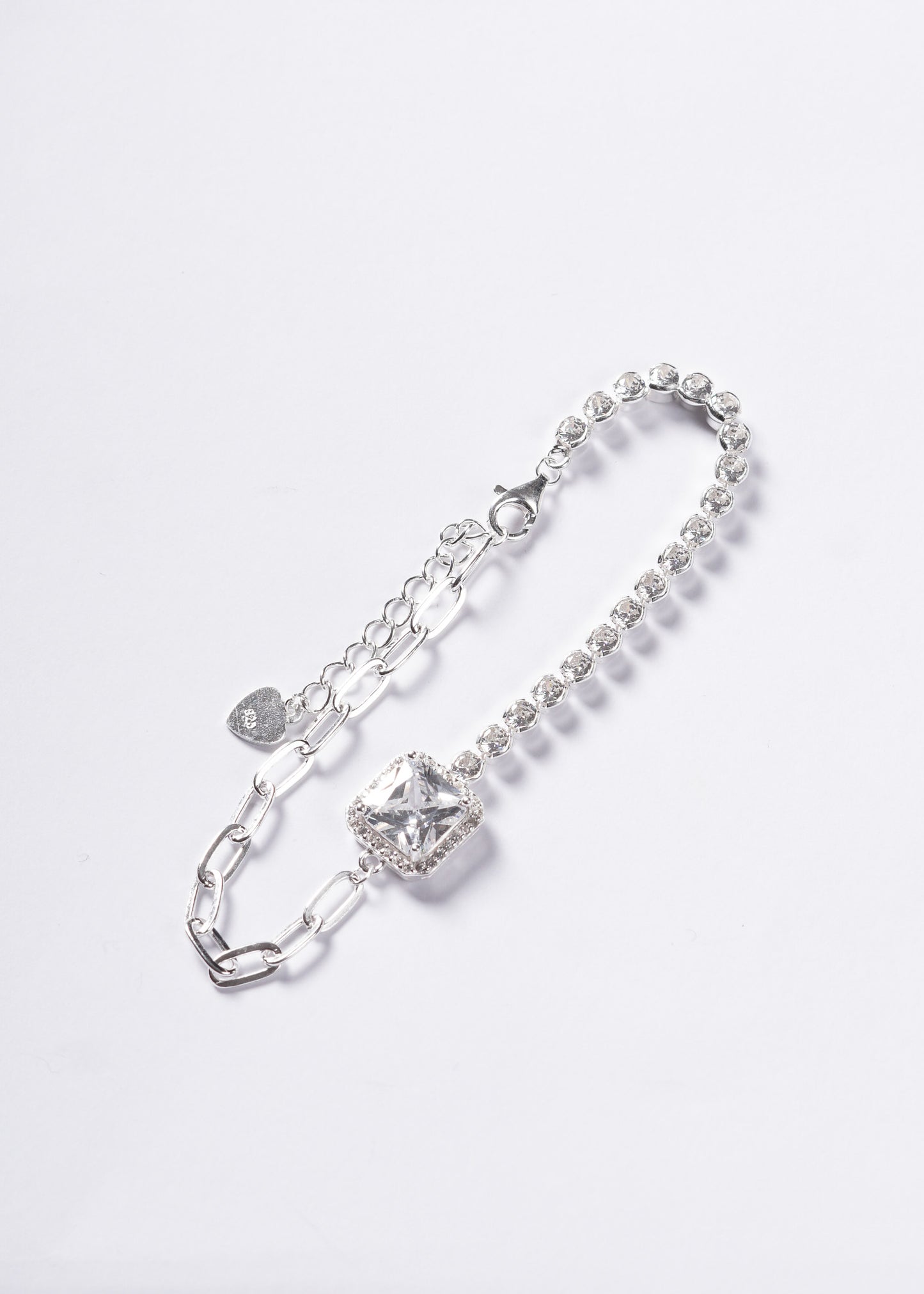 Pulsera Grand tennis zirconias & eslabones Plata 925