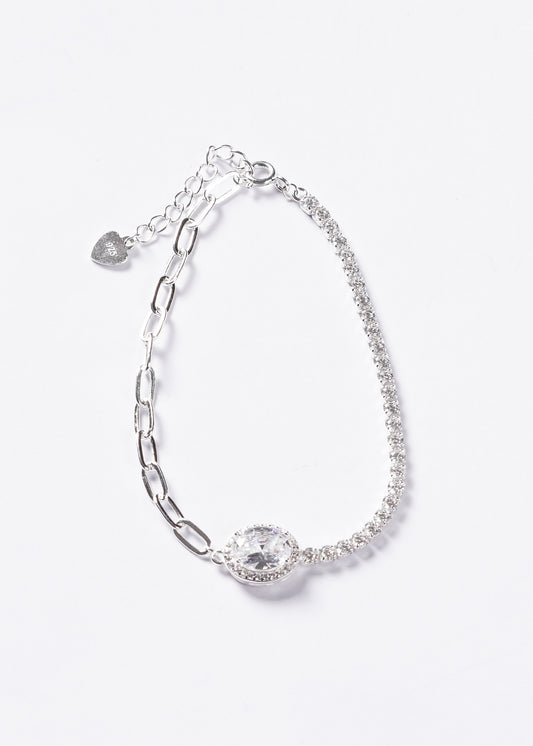 Pulsera Semi-Tennis zirconia oval Plata 925