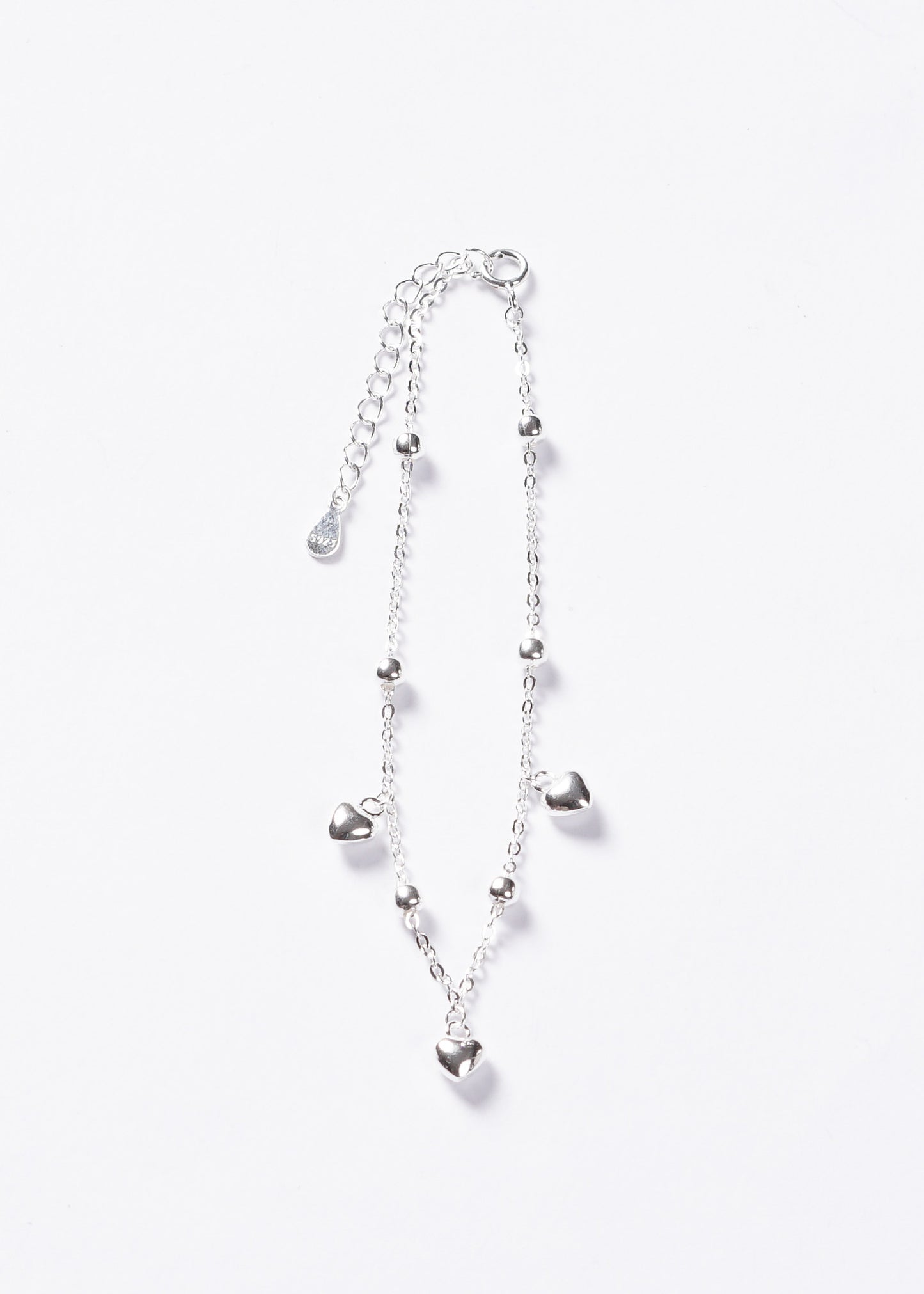 Pulsera forcé esferas y corazones Plata 925