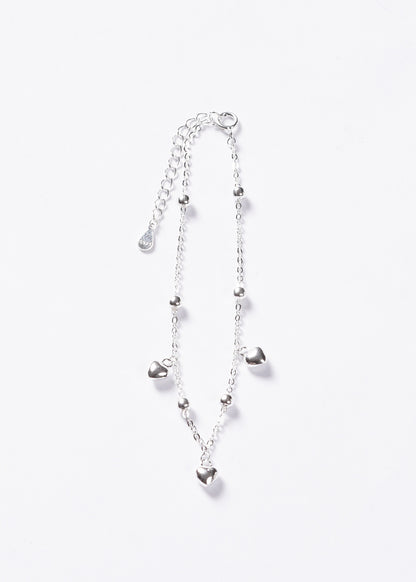 Pulsera forcé esferas y corazones Plata 925