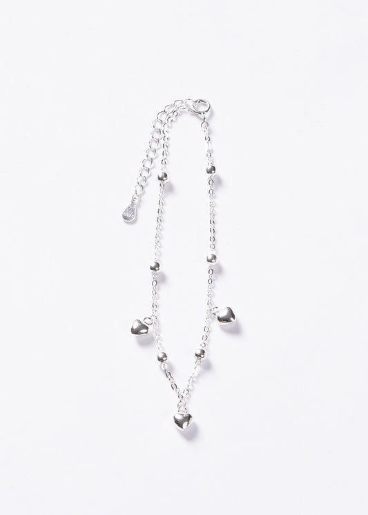 Pulsera forcé esferas y corazones Plata 925