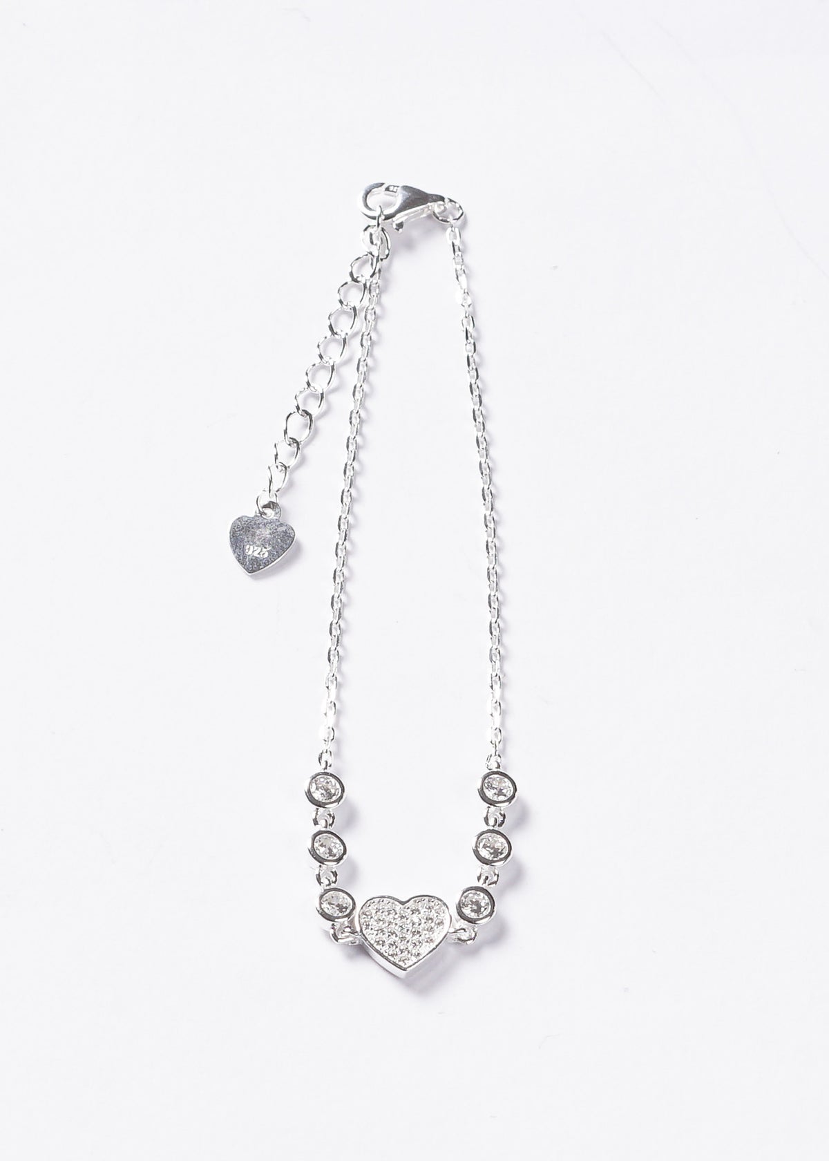 Pulsera forcé puntos luz y corazón zirconias Plata 925